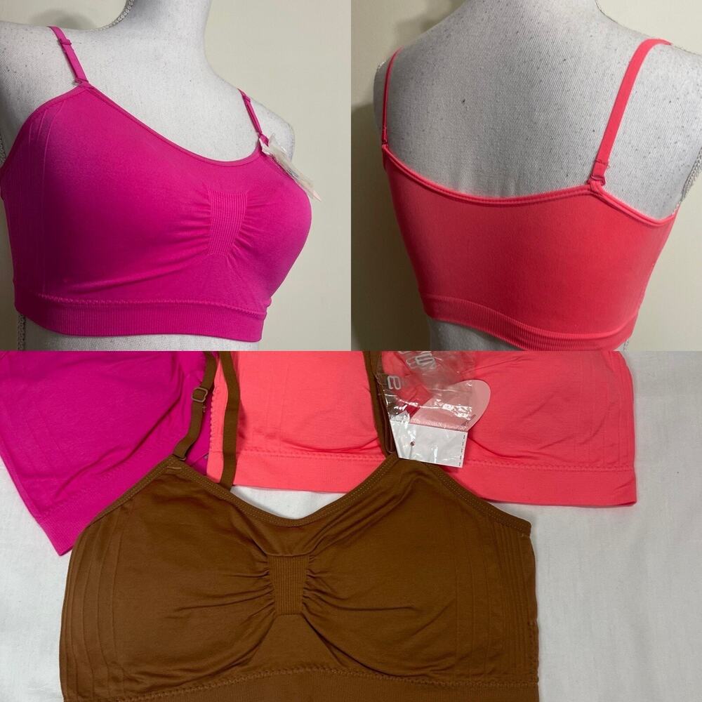 3Pack Anemone Padded Sports Bra Loungewear, One Size Small-Large Removable Strap